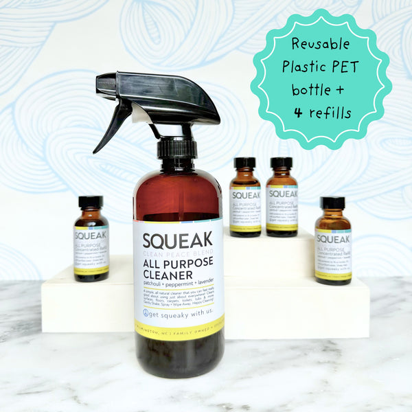 Reusable PET Plastic Blend + Bottle | Clean Peace | Set of Four