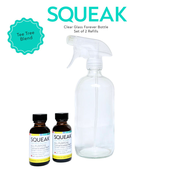 2 Pack Refill + Clear Glass Forever Bottle | Tea Tree Blend  |  tea tree + citrus + eucalyptus