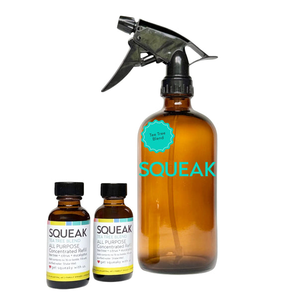 2 Pack Refill + Amber Glass Forever Bottle | Tea Tree Blend  |  tea tree + citrus + eucalyptus
