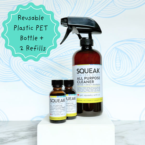Reusable PET Plastic Blend + Bottle | Tea Tree | Set of Two
