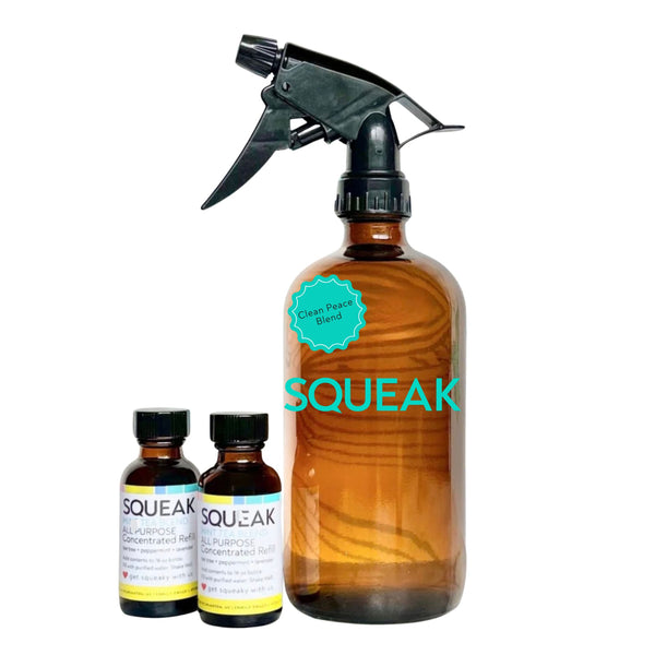 2 Pack Refill + Amber Glass Forever Bottle | Clean Peace Blend | patchouli + peppermint + lavender