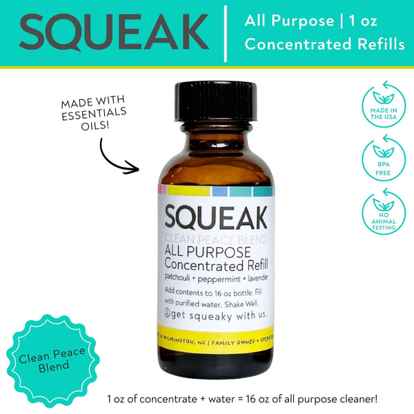 Set of FOUR | ALL PURPOSE Clean Peace Blend Concentrated Refill | patchouli + peppermint + lavender