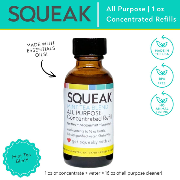 Set of FOUR | ALL PURPOSE Mint Tea Blend Concentrated Refill | peppermint + tea tree + lavender
